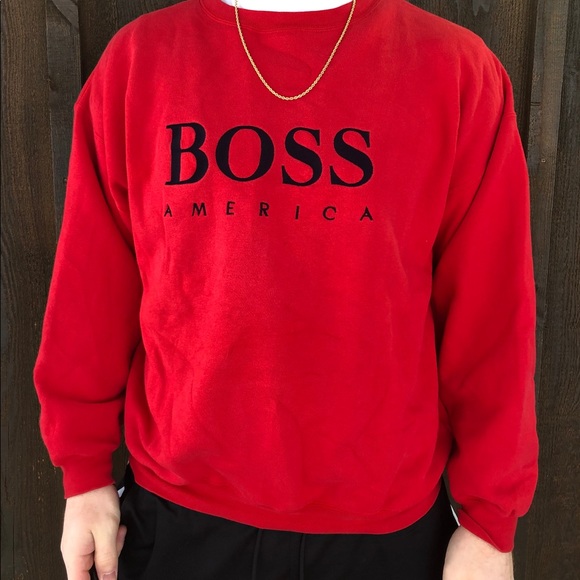 red hugo boss sweatshirt